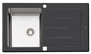 Küchenspüle Edelstahl / Glasablage Anthrazit