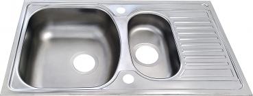 Preview: Edelstahl Beckenspüle 1,5 74x44cm