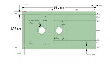 Preview: Granitspüle Kubai - 100x50cm Schwarz 1,5 Becken (B-Ware)