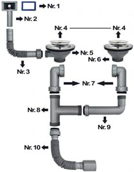 Preview: Edelstahl 2 Beckenspüle 78x44cm