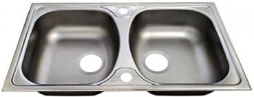 Preview: Edelstahl 2 Beckenspüle 78x44cm