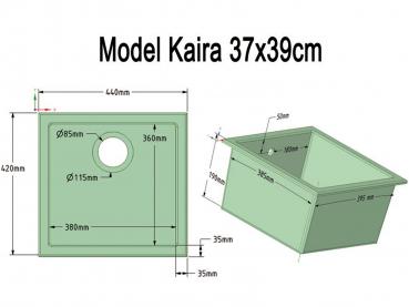 Preview: Granitspüle Kaira - 37x39cm Schwarz (B-Ware)