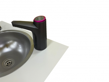 Preview: Mobiles Handwaschbecken Biggrey mit Seifenspender Batterie betriebener Wasserhahn Grau