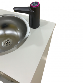 Preview: Mobiles Handwaschbecken Littlewhite mit Batterie betriebenen Wasserhahn Weiß