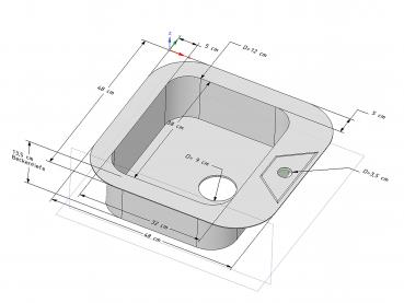 Preview: Keton Edelstahl Einbauspüle 48 x 48 Becken & Ruby Armatur