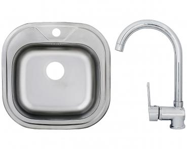 Keton Edelstahl Einbauspüle 48 x 48 Becken & Ruby Armatur