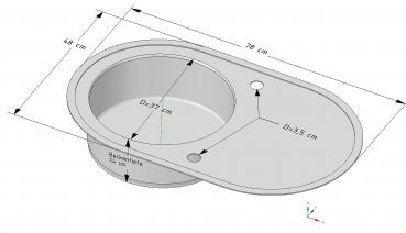 Preview: Keton Edelstahl Einbauspüle 78 x 48 cm Oval & Mega Armatur