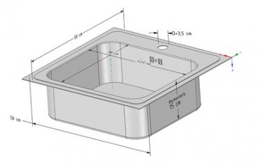Preview: Edelstahl 1 Beckenspüle 50x50cm