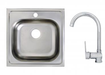 Keton Edelstahl Einbauspüle 50 x 50 Becken & Ruby Armatur