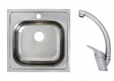 Keton Edelstahl Einbauspüle 50 x 50 Becken & Mega Armatur