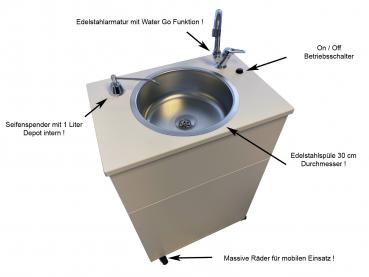 Mobiles Handwaschbecken Spülbecken Waschtisch für Camping Krankenpflege oder auch am Marktstand mit Seifenspender