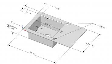 Preview: Keton Edelstahl Einbauspüle 76 x 43,5 cm Becken & Mega Armatur