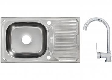 Keton Edelstahl Einbauspüle 76 x 43,5 cm Becken & Ruby Armatur