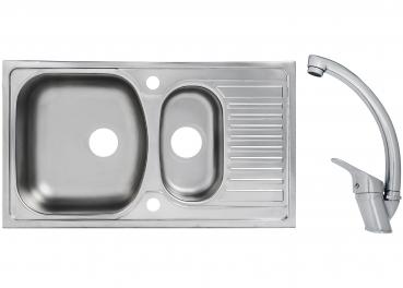 Keton Edelstahl Einbauspüle 78 x 44 cm 1,5 Becken & Mega Armatur