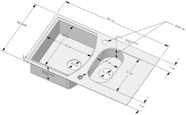 Preview: Keton Edelstahl Einbauspüle 78 x 44 cm 1,5 Becken & Mega Armatur