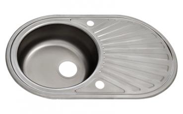 Edelstahl 1 Beckenspüle 78x48cm Oval