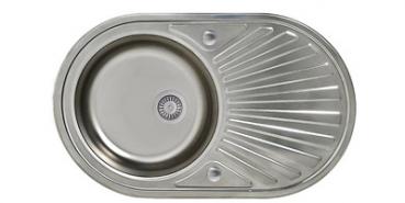 Preview: Edelstahl 1 Beckenspüle 78x48cm Oval