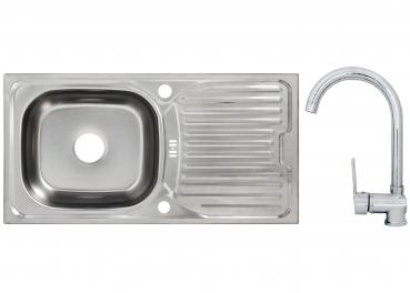 Keton Edelstahl Einbauspüle 86 x 43,5 cm Becken & Ruby Armatur