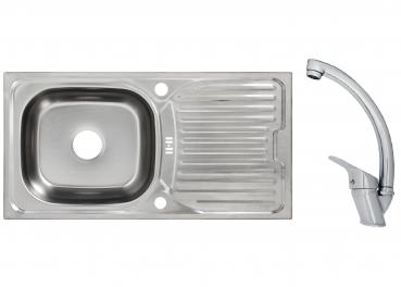 Keton Edelstahl Einbauspüle 86 x 43,5 cm Becken & Mega Armatur