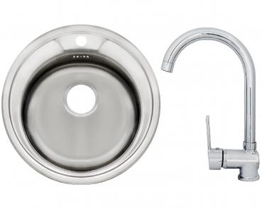 Keton Edelstahl Rundspüle K48 & Ruby Armatur