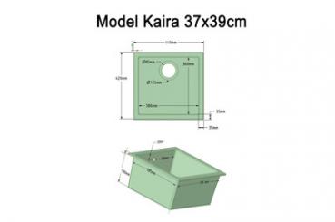 Preview: Granitspüle Kaira - 37x39cm Weiss