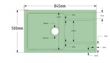 Preview: Granitspüle Umai - 85x50cm Weiss