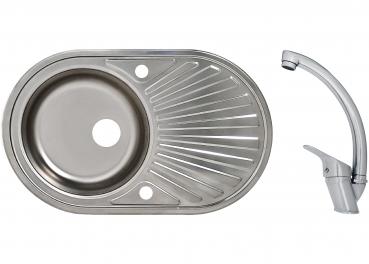 Keton Edelstahl Einbauspüle 78 x 48 cm Oval & Mega Armatur