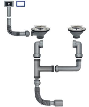 Keton Ablaufgarnitur / Siphon für Spüle mit 2 Becken Komplettset