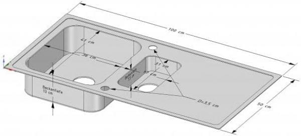 Edelstahl Beckenspüle 1,5 100x50cm