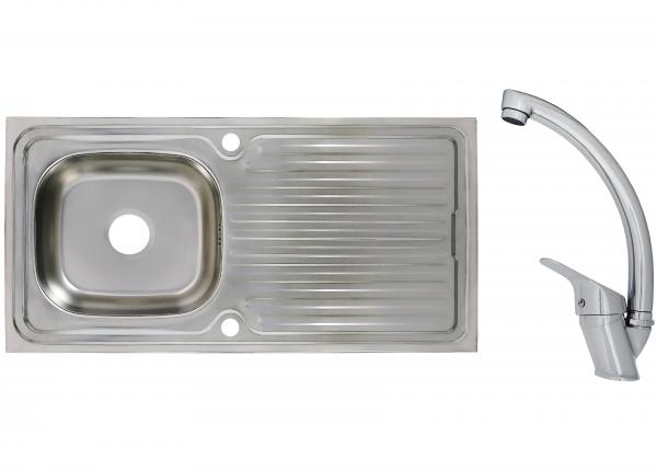 Edelstahlspüle 100 x 50 inkl. Armatur