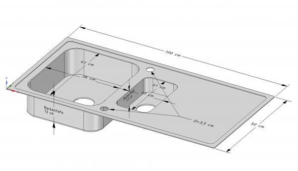 Keton Edelstahl Einbauspüle 100x50/1.5 Becken & Mega Armatur