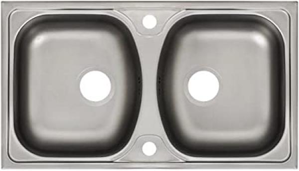 Edelstahl 2 Beckenspüle 78x44cm