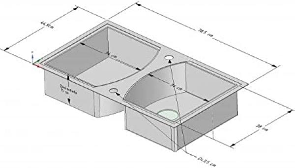 Edelstahl 2 Beckenspüle 78x44cm