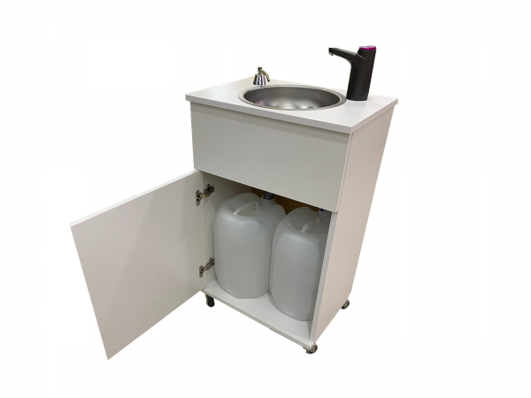 Mobiles Handwaschbecken Biggrey mit Seifenspender Batterie betriebener Wasserhahn Grau