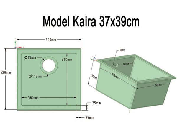 Granitspüle Kaira - 37x39cm Schwarz (B-Ware)