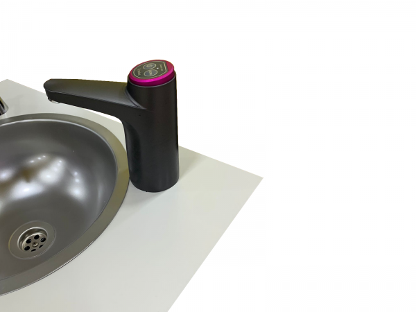 Mobiles Handwaschbecken Biggrey mit Seifenspender Batterie betriebener Wasserhahn Grau