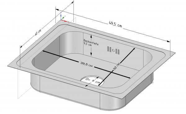 Campingspüle Edelstahl 40x50 cm