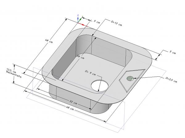 Campingspüle Edelstahl 48x48 cm
