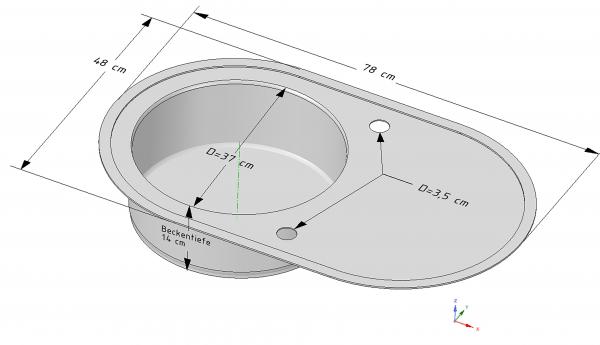 Keton Edelstahl Einbauspüle 78 x 48 cm Oval & Ruby Armatur