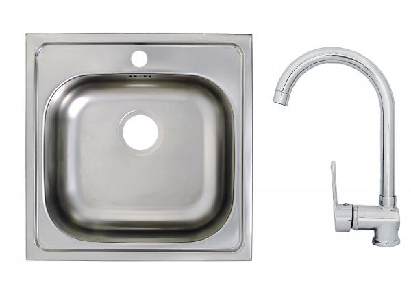 Keton Edelstahl Einbauspüle 50 x 50 Becken & Ruby Armatur