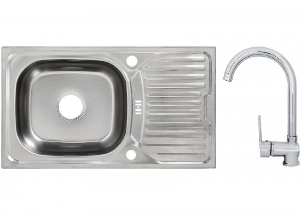 Keton Edelstahl Einbauspüle 76 x 43,5 cm Becken & Ruby Armatur