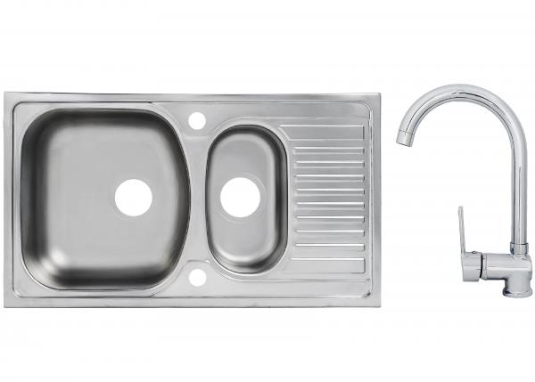 Keton Edelstahl Einbauspüle 78 x 44 cm 1,5 Becken & Ruby Armatur