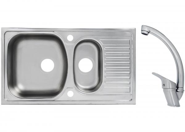 Keton Edelstahl Einbauspüle 78 x 44 cm 1,5 Becken & Mega Armatur