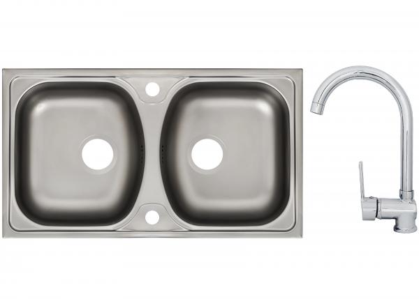 Keton Edelstahl Einbauspüle 78 x 44 cm 2 Becken & Ruby Armatur