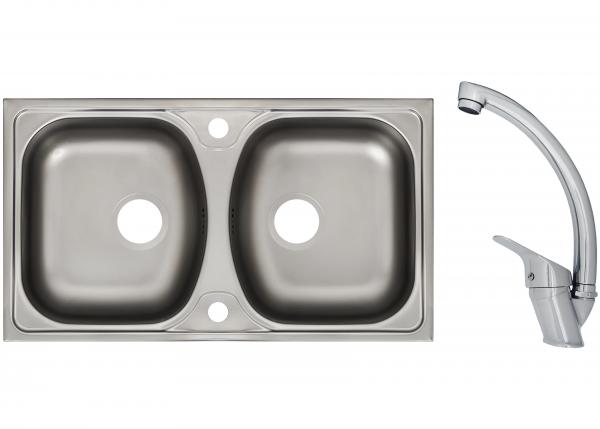 Keton Edelstahl Einbauspüle 78 x 44 cm 2 Becken & Mega Armatur