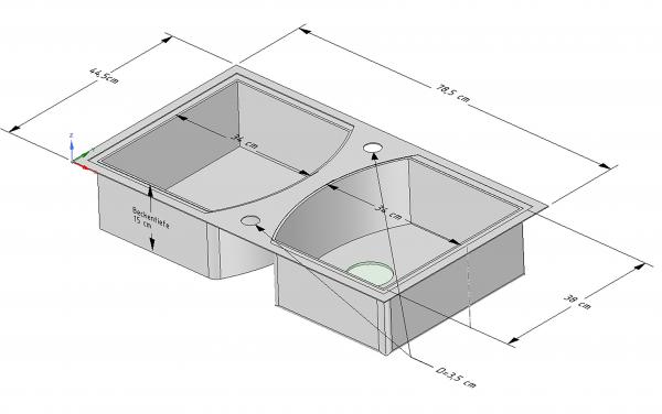 Keton Edelstahl Einbauspüle 78 x 44 cm 2 Becken & Ruby Armatur