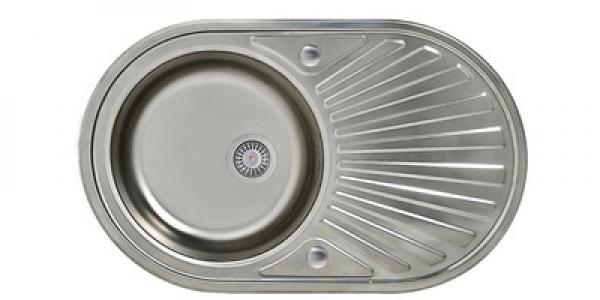 Edelstahl 1 Beckenspüle 78x48cm Oval