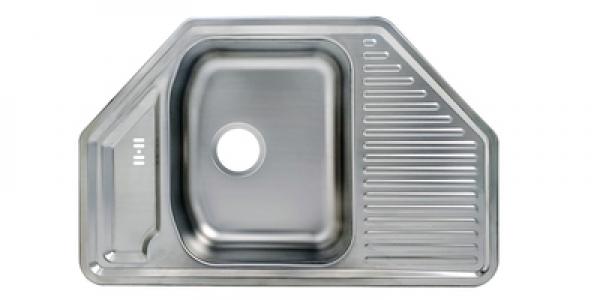 Edelstahl 1 Beckenspüle 78x50cm Eck