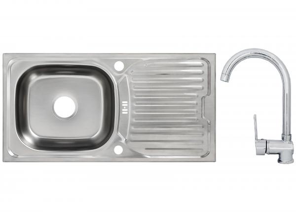 Keton Edelstahl Einbauspüle 86 x 43,5 cm Becken & Ruby Armatur