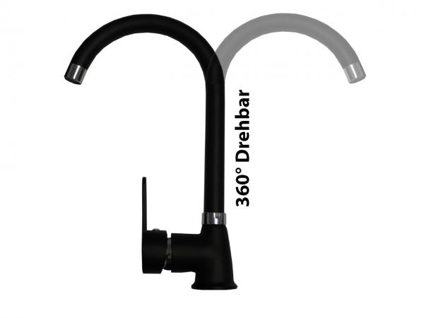 Keton Edelstahl Einbauspüle 76 x 43,5 cm Becken & Blacky Armatur Farbe schwarz